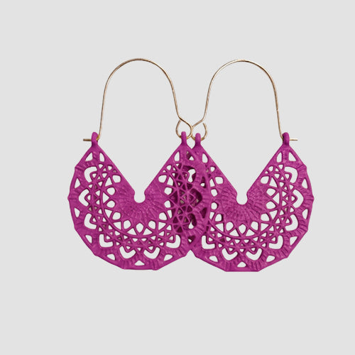 Boho Enamel Dangle Earrings in Fuchsia