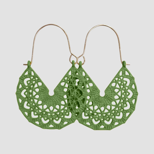 Boho Enamel Dangle Earrings in Green