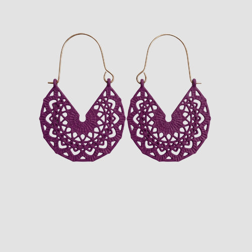 Boho Enamel Dangle Earrings in Purple