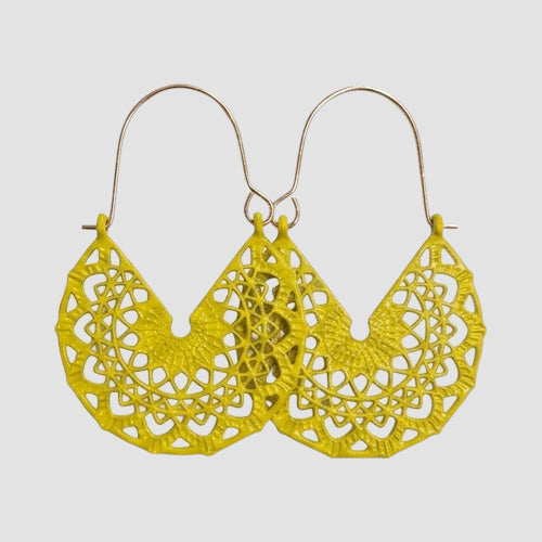 Boho Enamel Dangle Earrings in Yellow