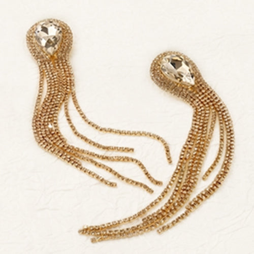 Lux Marquise Crystal Tassel Earrings in Gold