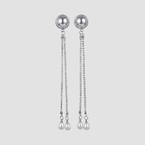 Waterfall Tassel Rhinestone Earrings in Silver