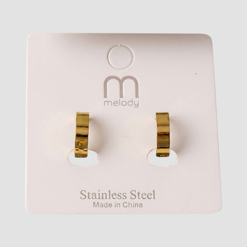 Stainless Steel Huggie Earring in Gold