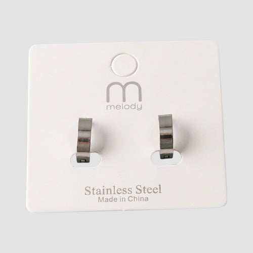 Stainless Steel Huggie Earring in Silver