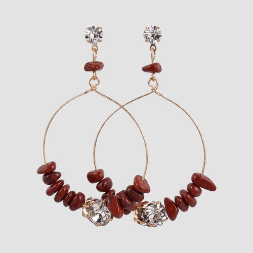 Bead Insert Circle Earrings in Red