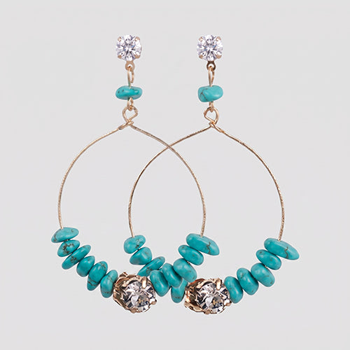 Bead Insert Circle Earrings in Turquoise