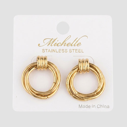 Stainless Steel Rings Twisted Doorknocker Earring