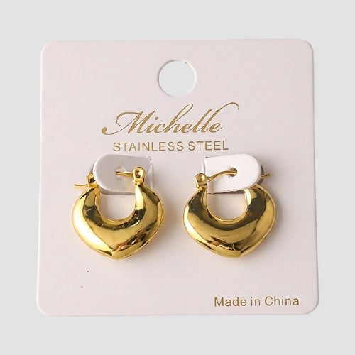 Stainless Steel Pointed Chunky Huggie Earring in Gold