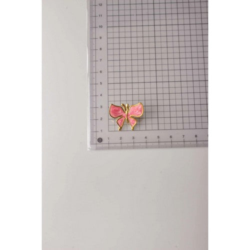 Stainless Steel Enamel Butterfly Earring in Gold & Pink