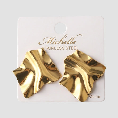 Stainless Steel Folded Sheet Earring in Gold