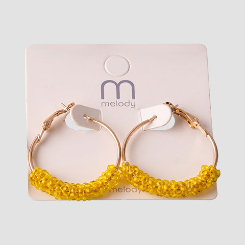 Bead Wrapped Hoop Earring in Yellow