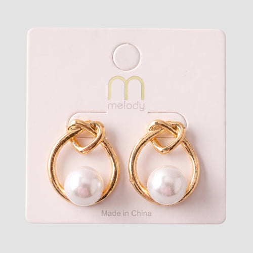 Heart Door Knocker Pearl Earring in Gold