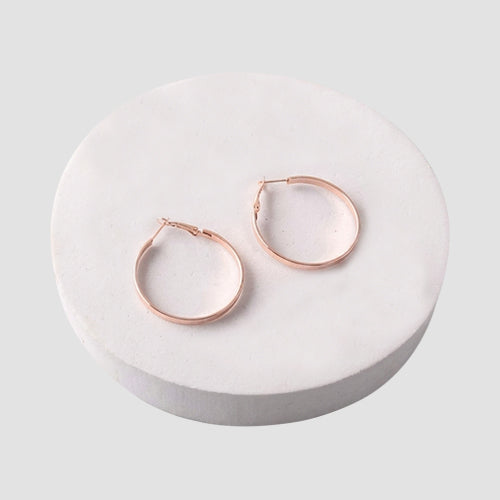 ER40017GSRG Flat Hoop Earring in Rose Gold