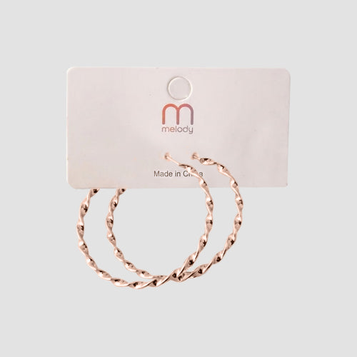 Twisted Hoop Earrings in Rose Gold