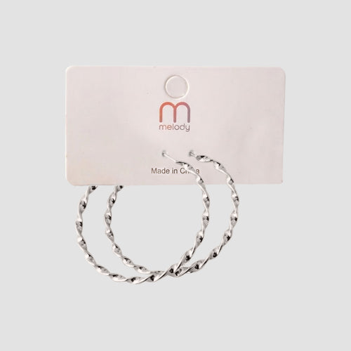 Twisted Hoop Earrings in Silver