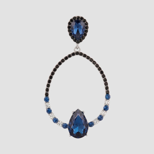 Tear Drop Triple Bridal Earrings in Silver/Blue