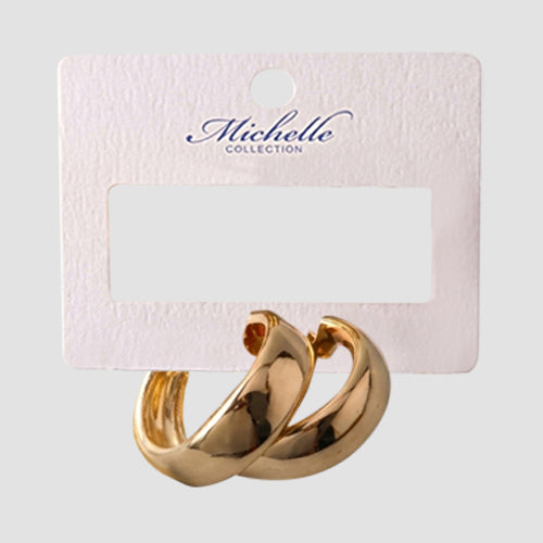 Triple Flat Twist Hoop Earrings in Gold