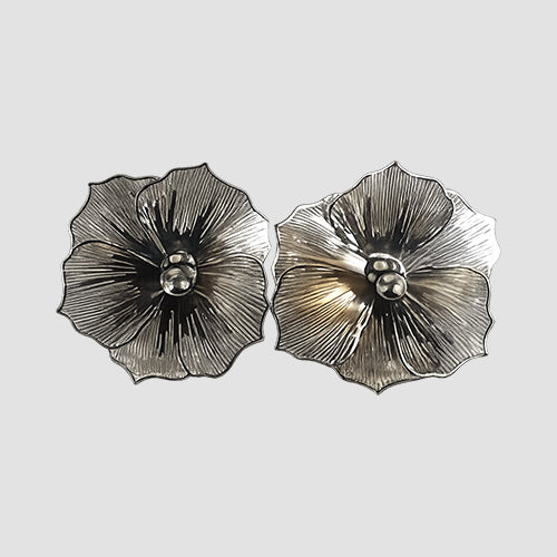 Abstract Flower Earrings in Silver