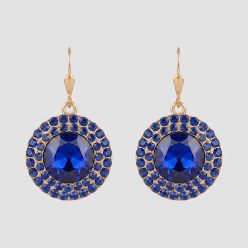 Dazzling Ring Dangle Earrings in Gold/Blue