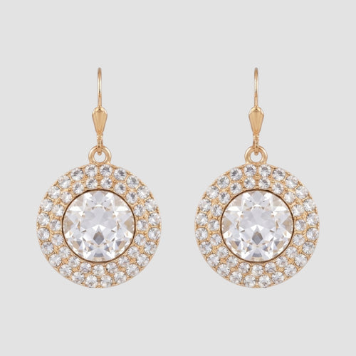 Dazzling Ring Dangle Earrings in Gold/Clear Crystal