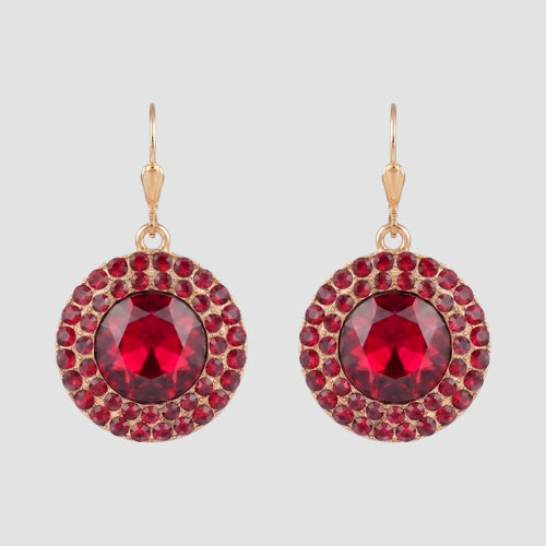 Dazzling Ring Dangle Earrings in Gold/Red
