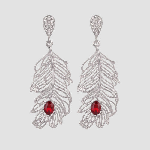 Palm Leaf Earrings in Silver
