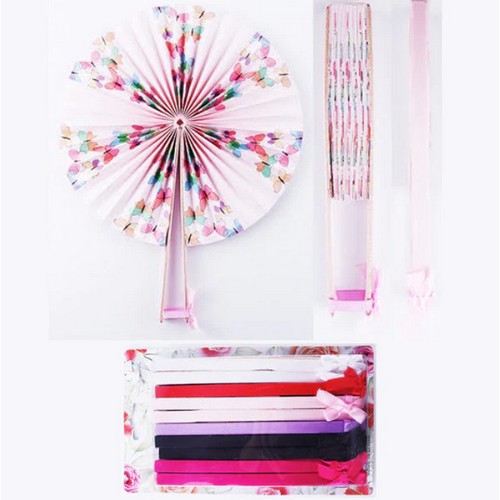 IFA 045 Butterfly Print Round Hand Fan