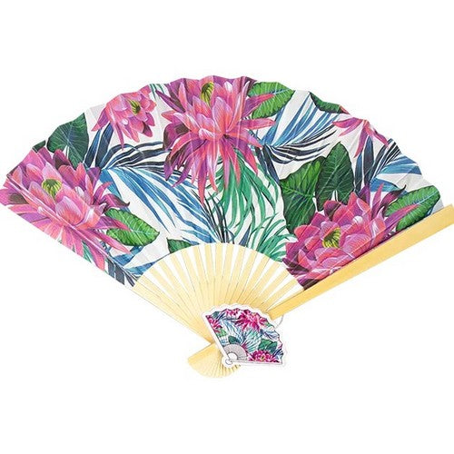 SUM2938 Floral Print Decorative Folding Hand Fan in Fuchsia