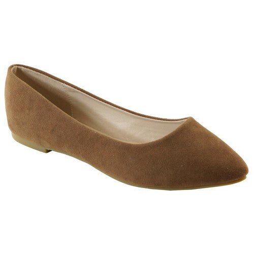 Classic Point Flat Shoes in Brown Suede