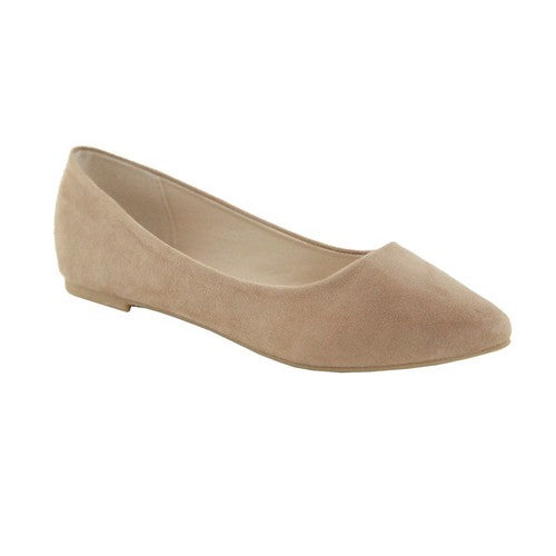 Classic Point Flat Shoes in Taupe Suede