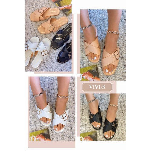 VIVI-3 Gold Buckle Slippers