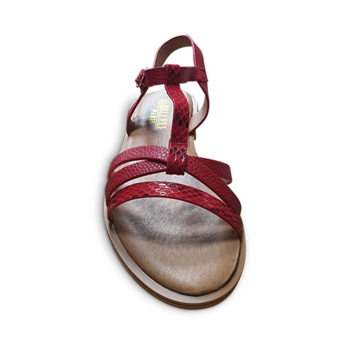 Snakeskin Strappy Sandal in Red
