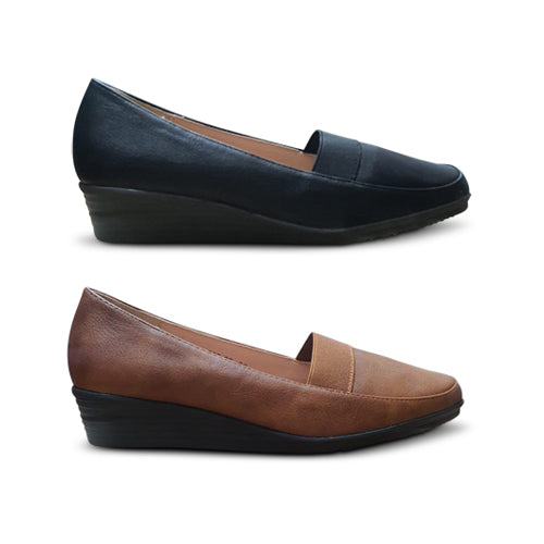 Elastic Wedge Heel Shoe in Black