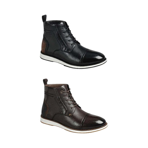 Toe Detail Lace Up Boot in Black