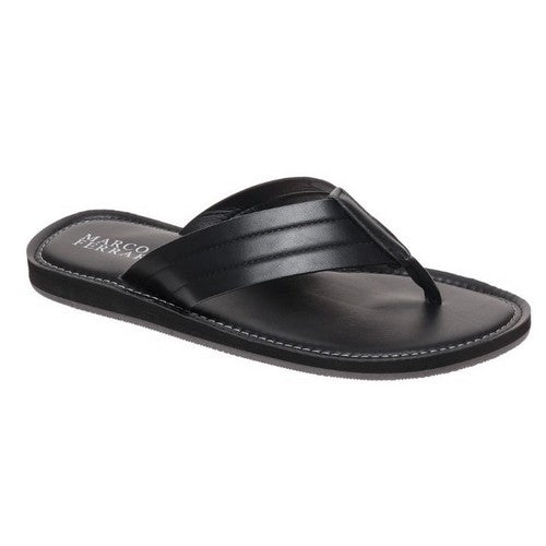 Marco Ferrara Topstitch Toe Post Slipper in Black