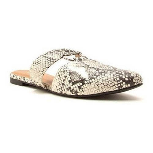 Snakeskin Point Mule Slippers in Stone