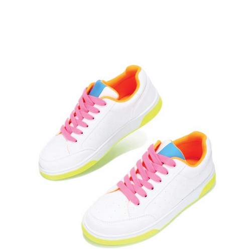 BIGDEAL-WEDGIE Colourful Air Force White Sneakers in Lime