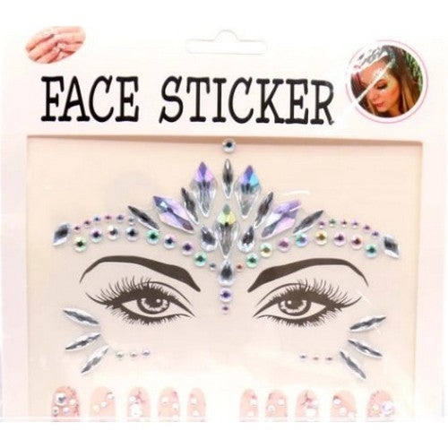 YNV1240 Carnival Face Gem Sticker in Silver