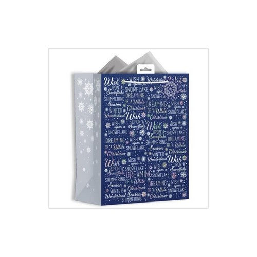XALGB04M Chtistmas Navy Text Gift Bag Medium