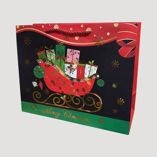 Large Landscape Metallic Christmas Gift Bag in Black