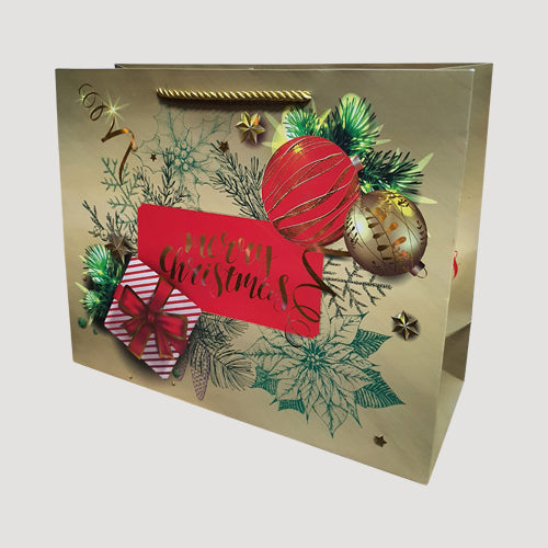 Large Landscape Metallic Christmas Gift Bag in Gold