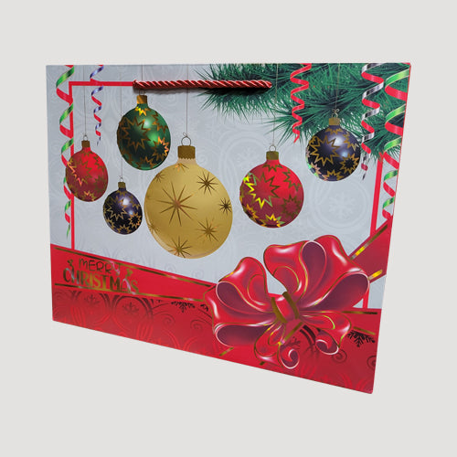 Large Landscape Metallic Christmas Gift Bag in Grey Bauble