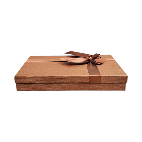 Flat Gift Box With Bow Brown