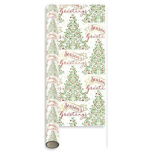 Giftmaker Christmas Traditions Gift Wrap Roll in White Tree Design