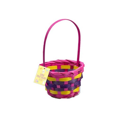 Large Woven Easter Treat Basket in Pink