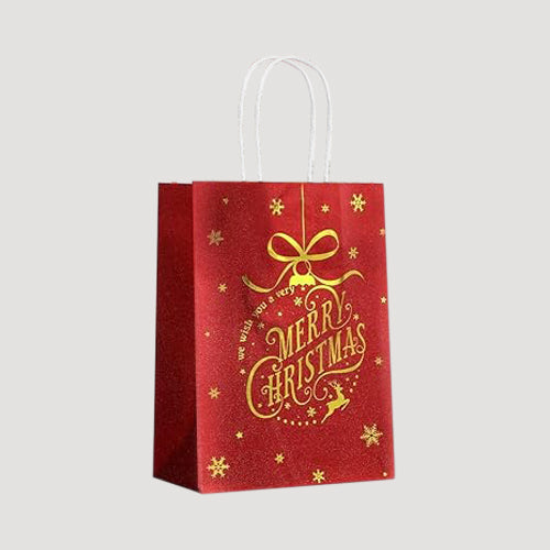 Red & Gold Foil Small Merry Christmas Gift Bag