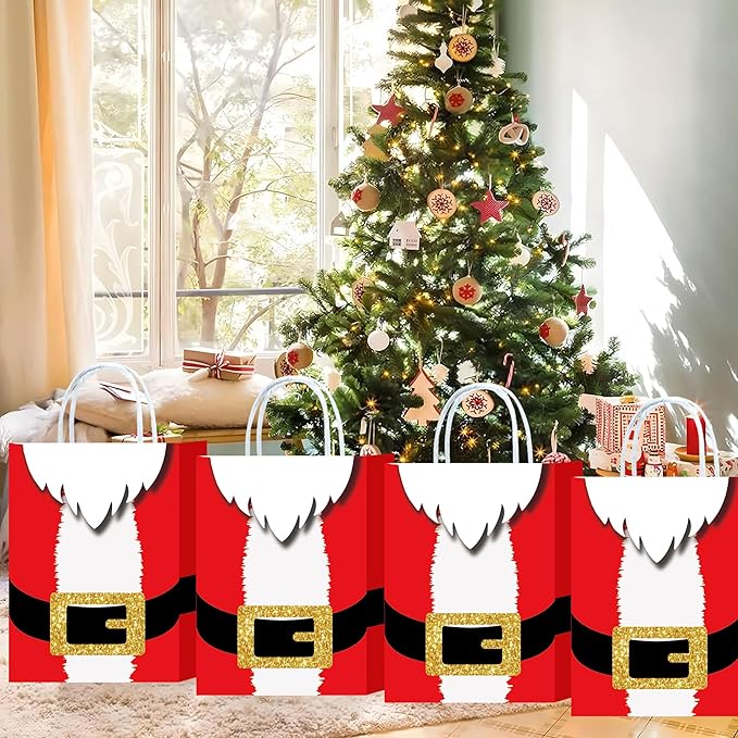 Santa Beard Small Christmas Gift Bag in Red