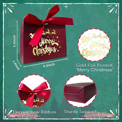 Red & Gold Foil Mini Ribboned Christmas Gift Bag