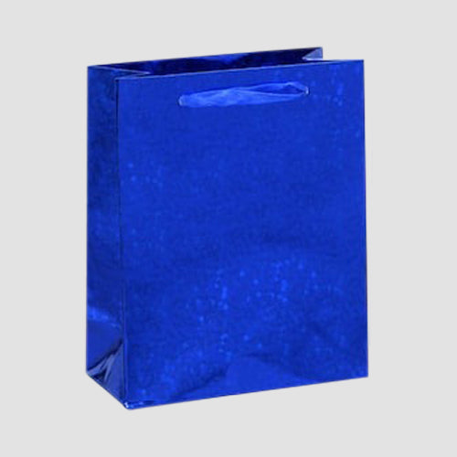 Small High Shine Glossy Gift Bag in Holographic Blue