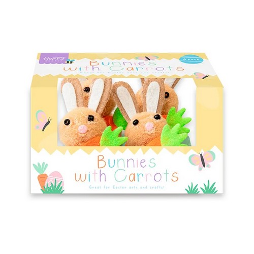 EAS12888 Easter Bunnies with Carrots 6pk